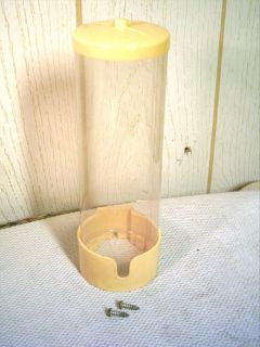 Vintage DIXIE CUP Dispenser Holder Wall Mounted Yellow Clear
