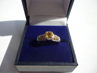   Art Deco Sterling Silver Hessonite Garnet Cluster Ring Boxed Size P
