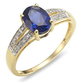   Jewelry Blue Sapphire 10KT Yellow Gold Filled Ring Stamp 10KT Gift