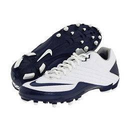   Nike Super Speed D Low Football Cleats / White & Navy Blue with wrench