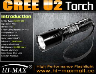   ] HI MAX Power CREE XM L U2 LED 1000Lumens LED Flashlight Torch Lamp