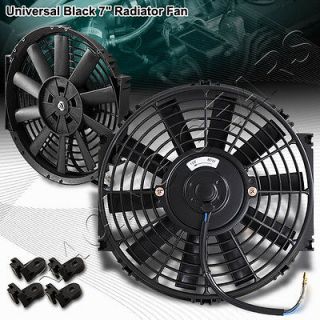   Universal 7 Black Push/Pull Thin 12V Electric Radiator Cool Fan+Clips