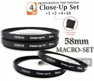 58mm MACRO CLOSE UP Lens 4 Filter Kit Set +1+2+4+10 NEW