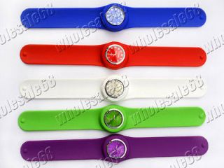   assorted 3pcs Women/girls slap rubber alloy charm watch Bracelets
