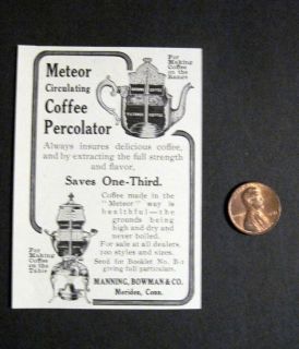 1906 Meteor Coffee Percolator Manning, Bowman Co. Ad