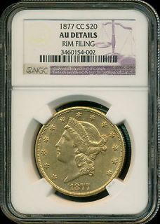 1877 CC CARSON CITY United States $20 Gold Liberty NGC AU DETAILS