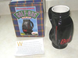 Budweiser Golf Bag Stein with Certificate of Authenticity