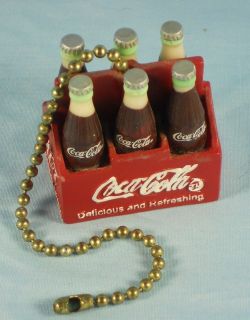 Coca Cola Advertising Coke Carton 6 pack Fan Pull with Ball Chain