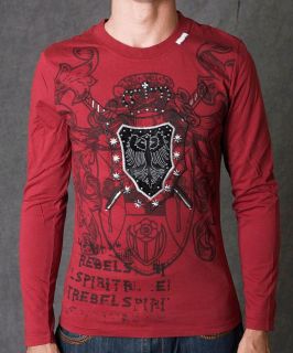 REBEL SPIRIT Mens Long Sleeve T shirt NWT LSK11876 RED