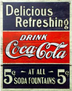 COCA COLA DELICIOUS & REFRESHING 5 CENT 16X12 METAL SIGN   FREE 