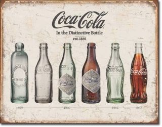 Vintage Glass Coca Cola Coke Bottle Collection Evolution Picture Metal 