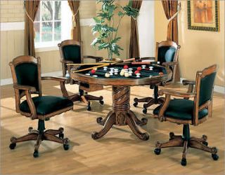 NEW 3 IN 1 OAK GAME DINING TABLE SET POKER BUMPER POOL