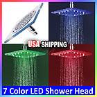 Square 7 Color Change LED Top Rain Shower Head Automatic Control Water 