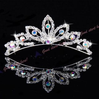 New Color diamond Elegant Pearl Rhinestone inlay Crown Tiara Hair Comb