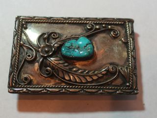 Vintage Navajo Begay Sterling Silver and Turquoise Belt Buckle