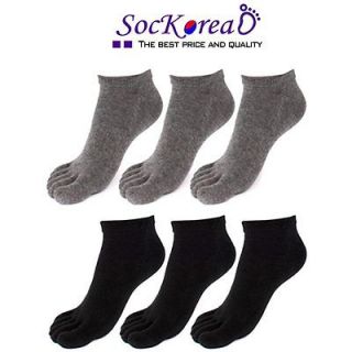 NEW 6 Pair Mens Solid Color Toe Socks Skin contact surface with 100% 