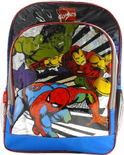   COMICS Backpack Boys School Bag 16 Full Size SuperHeroes Book Bag