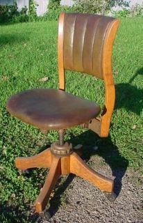 Antique OFFICE Desk CHAIR Leather Oak WH Gunlocke Chair Co.