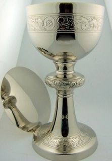 Silver Gild Church Chalice Goblet & Paten Set Gold Inner Cup 8 Needzo 