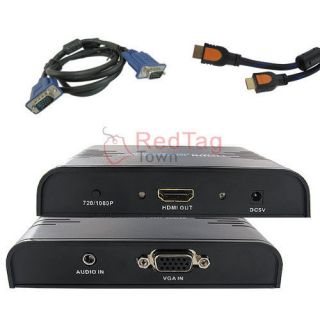 PC Laptop DVD VGA Audio to HDTV HDMI 1080p AV Converter Adapter+ VGA+ 