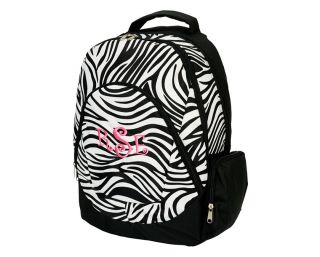 Personalized Backpack book computer bag black white Zebra print NEW 