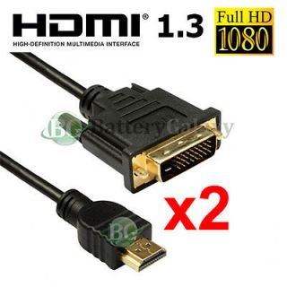 2x HDMI TO DVI CABLE 3FT 3 FT For TV PC MONITOR COMPUTER