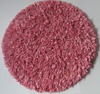 JERSEY COTTON SHAG thick plush Area RUG PINK 3 Round