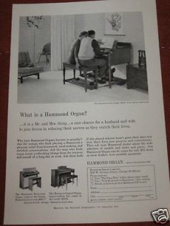   Lot of 3 original 1960s piano/organ ads   Hammond, Baldwin, Conn