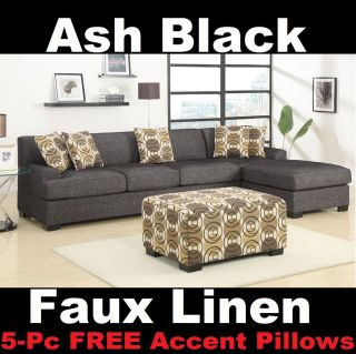   BUDDIES SECTIONAL COUCH 2 Pc LIVING ROOM SET FAUX LINEN IN 6 COLORS