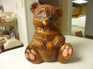 VINTAGE BROWN BEAR USA COOKIE JAR 405 BLUES EYES WITH TONGUE OUT