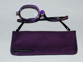   Magnifying Eye Makeup Flip Eyeglasses Glasses, Suede Case, Contacts