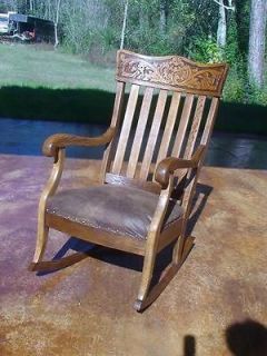 Antique oak WIND FACE Rocking CHAIR hand carved QUARTERSAWN 1800s