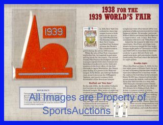   the 1939 WORLDS FAIR ~ Vintage COOPERSTOWN COLLECTION BASEBALL PATCH