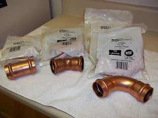 Nibco Propress Copper Lot Of 7 Pieces Couplings, Elbows 90s,45s,Cap 