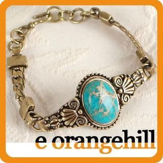 Newly listed Blue Copper Turquoise Jewelry Gemstone Antique Gold GP 