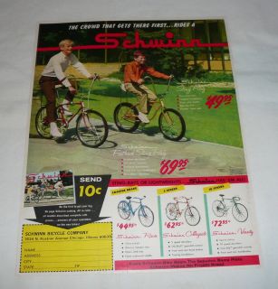 1967 SCHWINN bicycles ad page ~ Fastback Sting Ray, Racer, etc