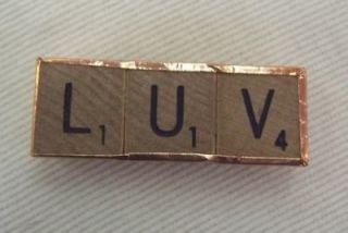 LUV Magnet from Scrabble Tile Tiles Copper Tape Word