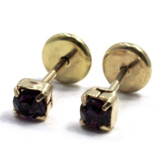   Earrings Baby Girl Jet Black Azabache Crystal Square 3mm Safety Stud