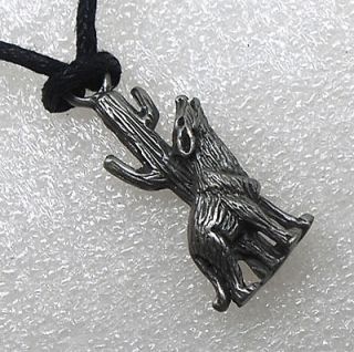   Cactus Indian Tribal Pewter Pendant w cotton necklace/Key Chain