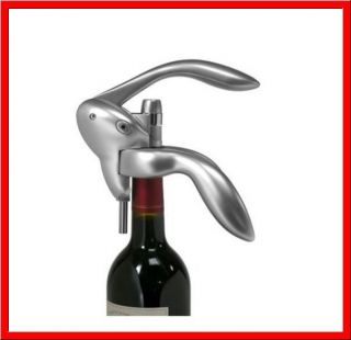Metrokane HOUDINI LEVER Wine CORKSCREW Open SILVER cork *NEW*