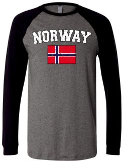 Norway Country Flag Mens Raglan T Shirt Baseball Tee Norwegian World 