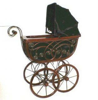 Newly listed vintage pram #26 butterfly doll antique carriage wood 