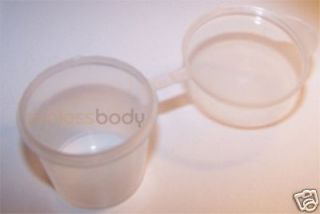 200 x Plastic Cosmetic Jar w Hinged Lid 25ml Large Tubs