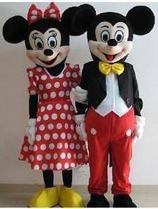 Pair Mickey and Minnie Mouse Mascot Costume new.
