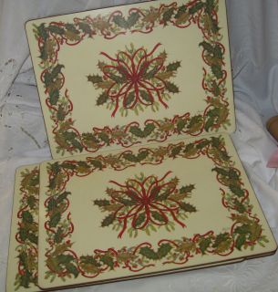 Set 4 Pimpernel Christmas Holly & Garland Ribbon Placemats