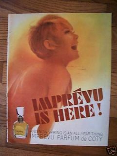 1966 COTY Imprevu Perfume is Here Nudy Lady Ad