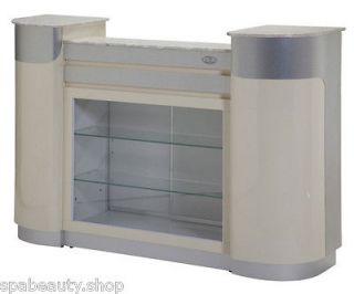 2012 Beige/Aluminum Reception Counter/desk w/ Glass diplay shelves Spa 