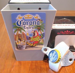Corona Mexican Beer Bottle Cap Opener & Card / Cap Catcher Bar Pub 
