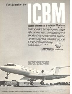 1967 Grumman Gulfstream II Corporate Jet Print AD