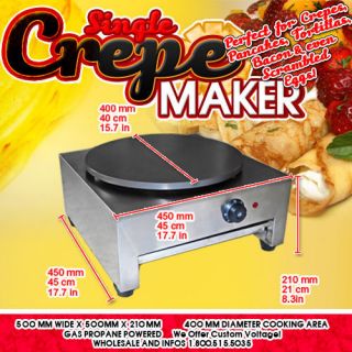 Single Gas Powered Crepe Machine Maker Pancake Breakfast Hotplate 16